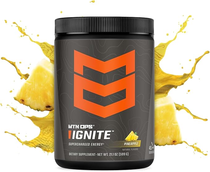 MTN OPS Ignite Supercharged Energy Drink Mix 45-Serving Tub, Pineapple Crush