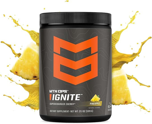 MTN OPS Ignite Supercharged Energy Drink Mix 45-Serving Tub, Pineapple Crush