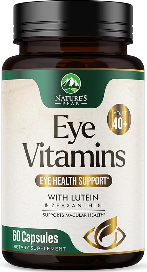 Nature's Peak Eye Vitamin & Mineral Supplement, Contains Zinc, Vitamins C, E, Lutein, & Zeaxanthin, Supports Eye Strain, Vision Health for Adults, Non-GMO, Vegan Eye Vitamins Supplement - 60 Capsules