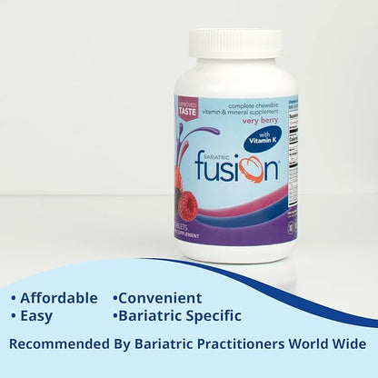 Bariatric Fusion Very Berry Complete Chewable Bariatric Multivitamin with Iron and Vitamin K for Bariatric Surgery Patients Including Gastric Bypass and Sleeve Gastrectomy - 120 Tablets