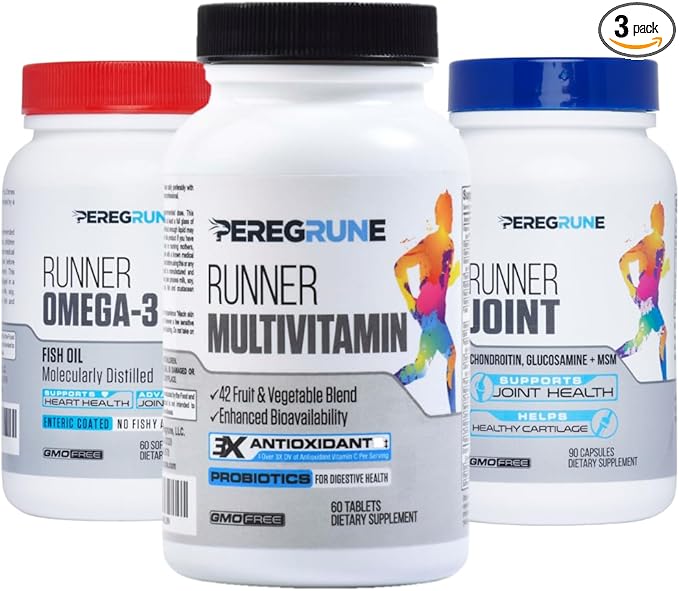 Runner Multivitamin, Omega-3 Fish Oil, Joint Supplement (1 Month - 60 Tablets, 60 Softgels, 90 Capsules)