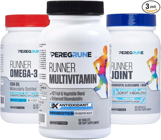 Runner Multivitamin, Omega-3 Fish Oil, Joint Supplement (1 Month - 60 Tablets, 60 Softgels, 90 Capsules)