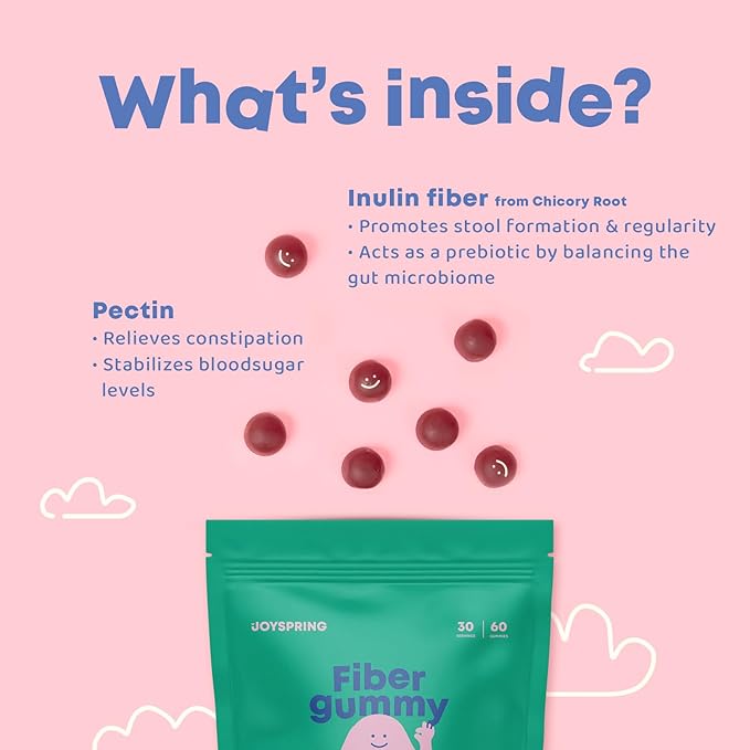 Kids Fiber Gummies for Constipation for Kids Ages 4-11 & Adults - Fiber Supplement Gummies for Regular Digestion - Natural Fiber for Kids - Peach, Strawberry & Blackberry Flavored - 5 mg - 60 Ct