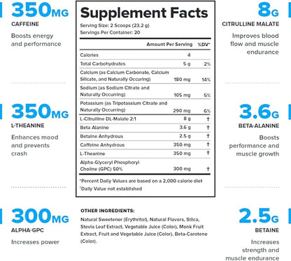 LEGION - All Natural Nitric Oxide Preworkout Drink to Boost Energy, Creatine Free, Naturally Sweetened, Beta Alanine, Citrulline, Alpha GPC (Pink Lemonade)