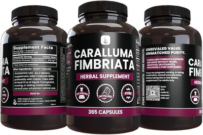 PURE ORIGINAL INGREDIENTS Caralluma Fimbriata (365 Capsules) No Magnesium Or Rice Fillers, Always Pure, Lab Verified