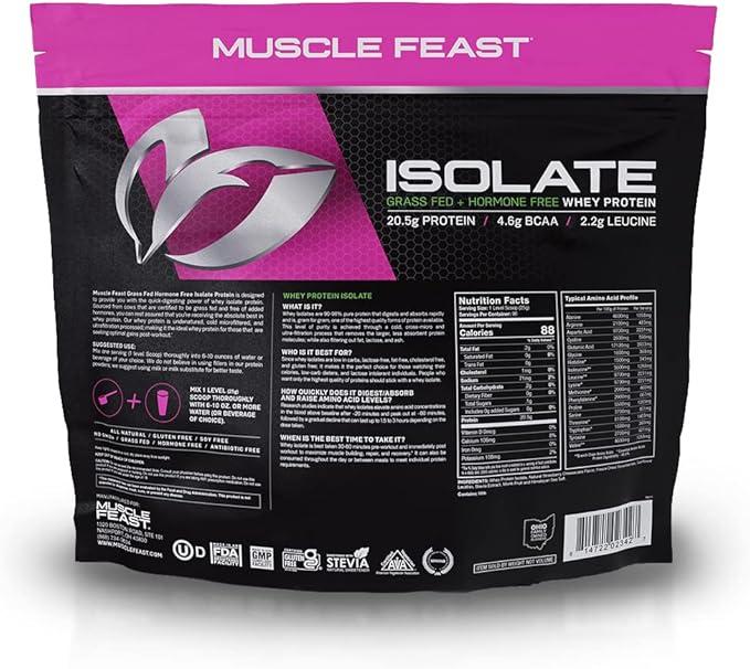 Muscle Feast Grass-Fed Whey Protein Isolate, All Natural Hormone Free Pasture Raised, Strawberry Cheesecake, 5lb