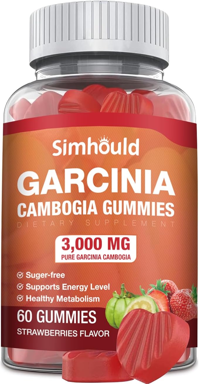 1 Pack Sugar Free Garcinia Cambogia Gummies - 3000mg 95% HCA with L-Carnitine, Energy Boost, Strawberry Flavor Gummy Easier to Take Than Pills & Capsules 60 Counts