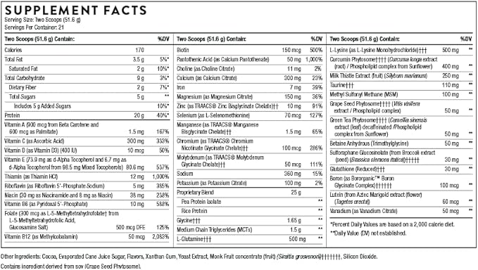 THORNE MediClear-SGS - Foundational Support, Eliminate Environmental and Dietary Toxins - Rice and Pea Protein-Based Drink Powder with a Complete Multivitamin-Mineral Profile - Chocolate - 38.2 Oz