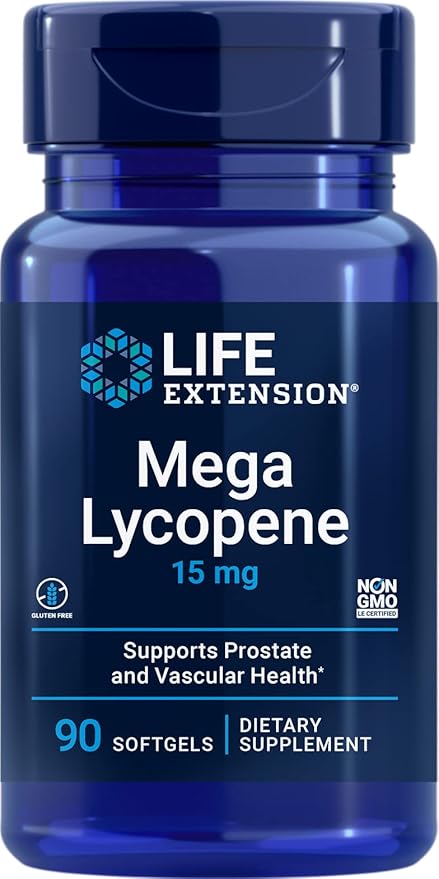 Life Extension Mega Lycopene, Prostate Health, arterial Health, antioxidant Defense, Gluten-Free, Non-GMO, 90 softgels