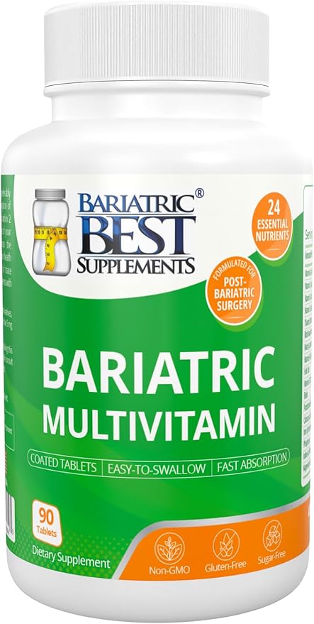 Bariatric Multivitamin with Iron for Post-Gastric Bypass & Sleeve Surgery, Energy Supplements, 90 Tablets, 24 Essential Nutrients, Formulated by Bariatric Surgeons per ASMBS Guidelines