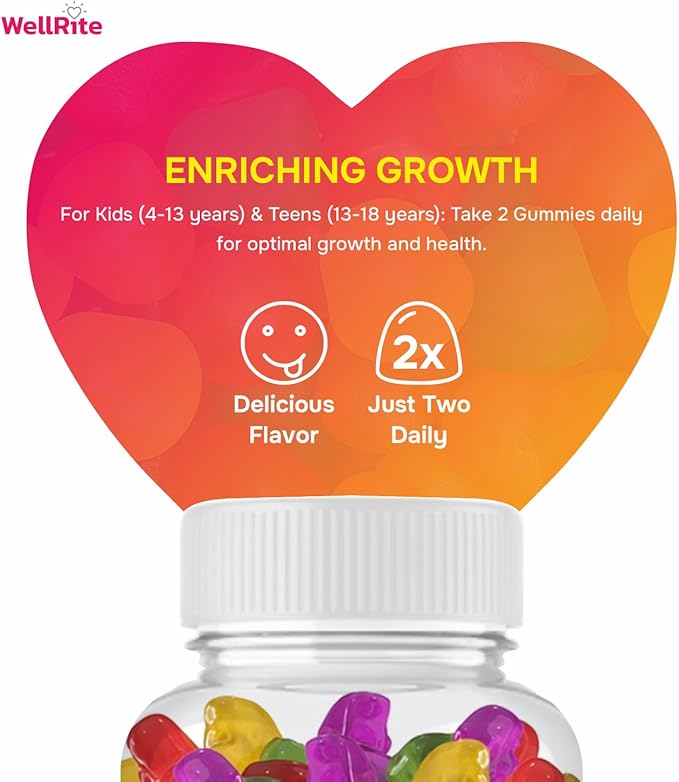 Kids Multivitamin & Mineral Gummy Vitamins which Provide Overall Development & Growth, 60 Count, Lemon & Strawberry Flavored, Vegan, Gelatin Free, Gluten Free, Nut Free