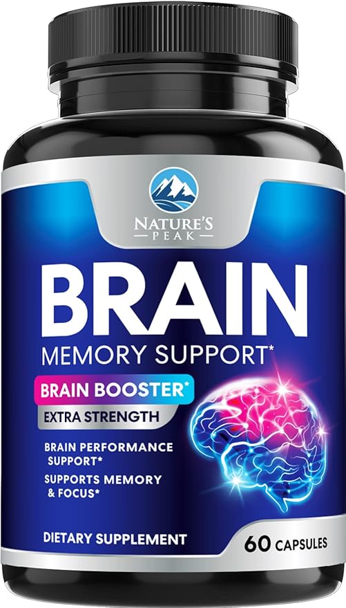 Brain Supplement Memory Pills - Nootropics Support for Concentration, Clarity, Energy & Focus - Brain Health with Bacopa, Cognitive Vitamins, Phosphatidylserine, DMAE - Brain Booster - 60 Capsules