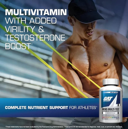 GAT SPORT Men's Multi + Test, Premium Multivitamin Tablets (60 Count)