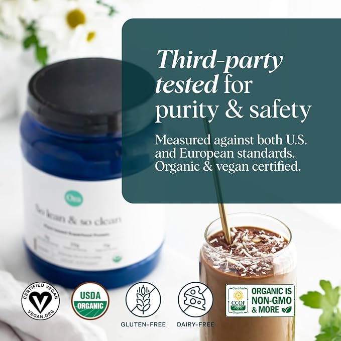 Ora Organic Vegan Protein Powder - 23g Plant Protein for Women and Men - Chocolate Flavor 20 Servings, Bloat-Free, Gluten Free, Non-GMO, No Artificial Sweeteners