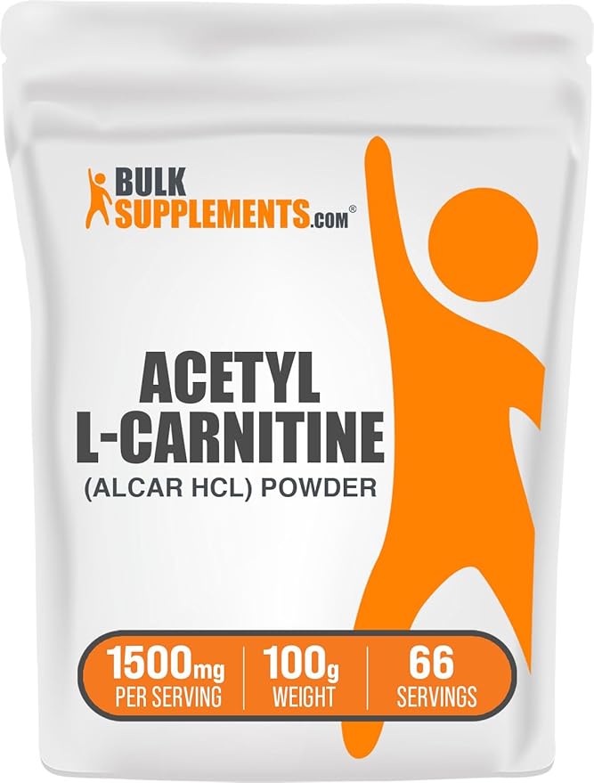 BulkSupplements.com Acetyl L-Carnitine Powder - ALCAR Powder, Acetyl L-Carnitine 1500mg, Carnitine Supplement - Gluten Free, 1500mg per Serving, 100g (3.5 oz) (Pack of 1)