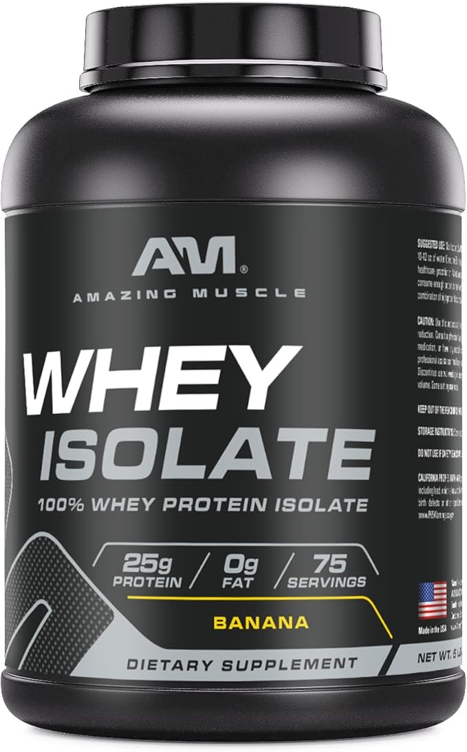 Whey Protein Isolate Powder | 25 Grams Protein Per Serving | 100% Whey Isolate | Zero Fat | Made in USA (5 Lb, Banana)