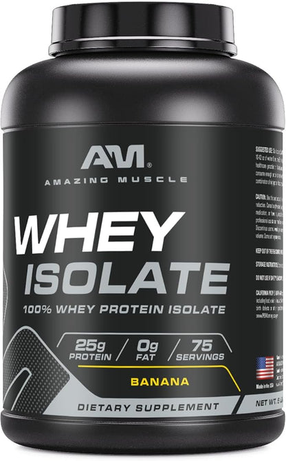 Whey Protein Isolate Powder | 25 Grams Protein Per Serving | 100% Whey Isolate | Zero Fat | Made in USA (5 Lb, Banana)
