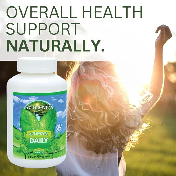 Youngevity Ultimate Daily Mega Multivitamin - 20+ Vitamins and Minerals w/ CoQ10 - Vitamins A, C, D, E, Zinc, Folate, Selenium, Calcium, Chromium, and More - High Absorption -180 Tablets (Pack of 1)
