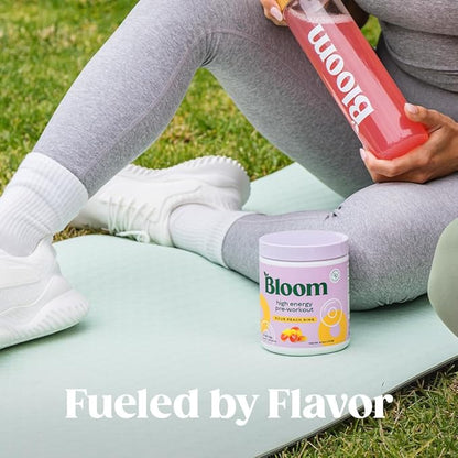 Bloom Nutrition High Energy Pre Workout with Beta Alanine, Ginseng and L Tyrosine for Amino Energy, Natural Caffeine Powder from Green Tea Extract, Keto, Sugar Free Drink Mix, Strawberry Mango