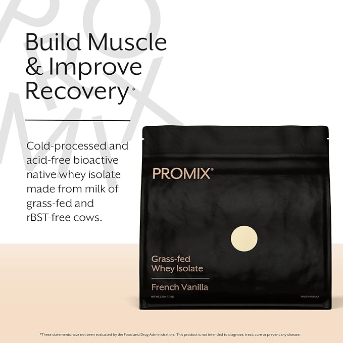 Promix Whey Protein Isolate Powder, Vanilla - 2.5lb Bulk - Grass-Fed & 100% All Natural - ­Post Workout Fitness & Nutrition Shakes, Smoothies, Baking & Cooking Recipes - Gluten-Free & Keto-Friendly