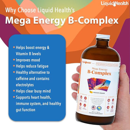 LIQUIDHEALTH Children Focus & Energy Liquid Vitamin Bundle with Attention Teens & Kids, Mega Energy B-Complex Supplement - Liquid Vitamins for Kids, Improve Child's Concentration, Mood & Boosts Energy