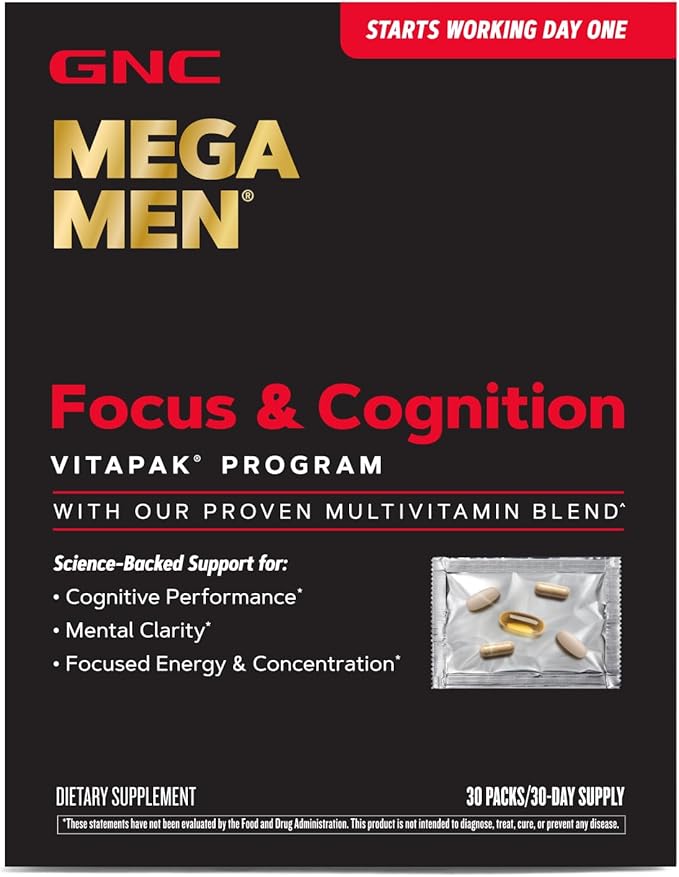 GNC Mega Men Focus & Cognition Vitapak Program | 30 Servings