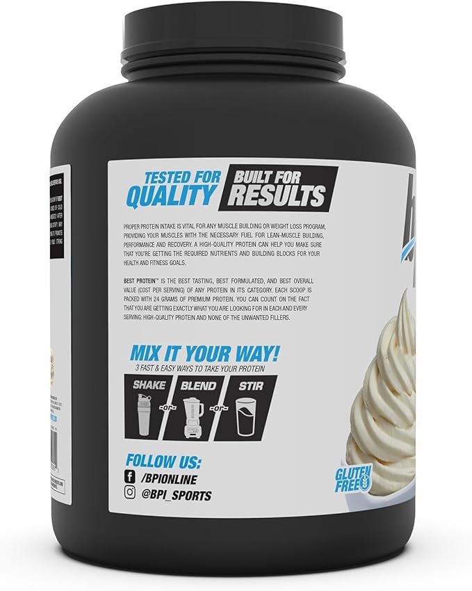 BPI Sports Best Protein For Men & Women Swirl, Vanilla, Vanilla Swirl, 5 Pound (Pack of 1), 80.71 Ounce