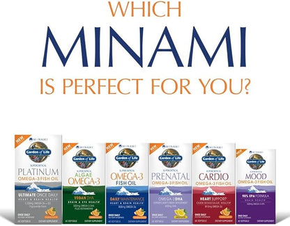 Garden of Life EPA/DHA Omega 3 Fish Oil - Minami Natural Brain Function, Heart and Mood Supplement, 60 Softgels