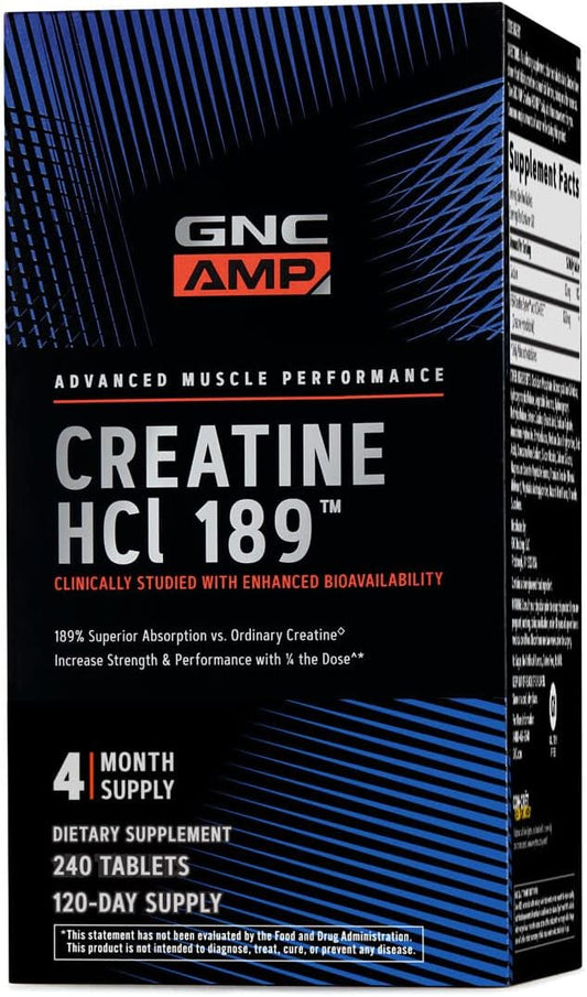 GNC AMP Creatine HCl Pills | Muscle Builder, Energy Production, Performance Recovery Supplement | Fast Absorbing, Gluten Free Formula| 240 Count