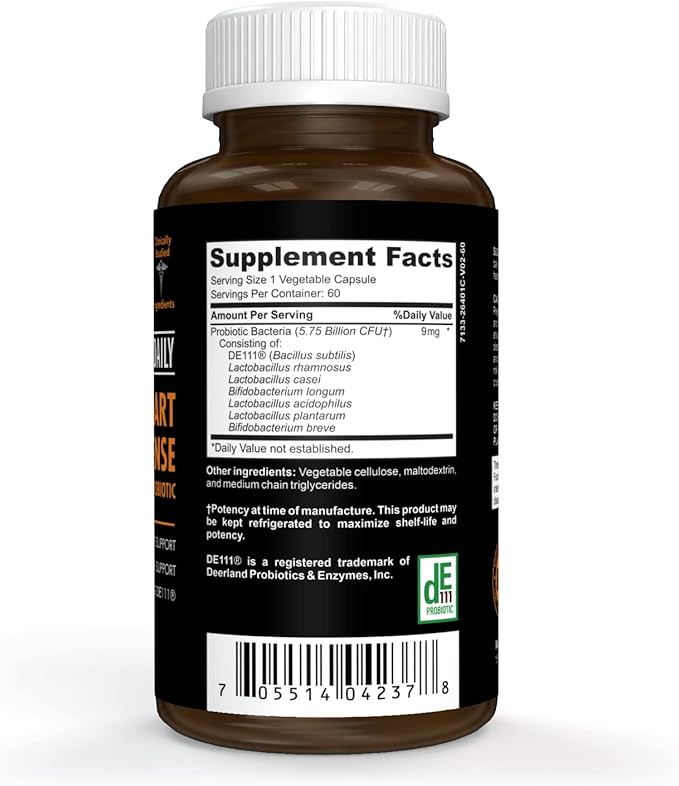 CLINICAL DAILY Smart Defense Mega Spore Probiotic. Bacillus Subtilis Spore Based Probiotics For Women and Men With Lactobacillus Plantarum Good Flora Natural Slim Microbiome Support. 60 Vegan Capsules