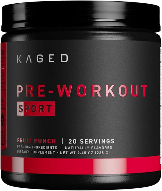 Kaged Pre-Kaged Sport Pre Workout Powder | Fruit Punch | Energy Supplement for Endurance | Cardio, Weightlifting Sports Drink | 20 Servings
