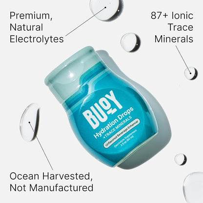 Buoy Electrolyte Drops | No Sugar, No Sweeteners | Trace Minerals, Vitamins & Antioxidants | Purposefully Unflavored | Perfect for Any Drink | Daily Hydration Supplement (Unflavored - 3 Pack)
