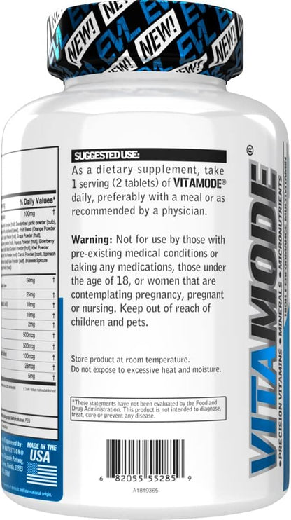 EVL Advanced Daily Multivitamin for Men - Men's Multivitamin with Essential Minerals Phytonutrient Complex and VitaMode Active Mens Vitamins for Energy with Lycopene for Muscle Bone and Immune Support