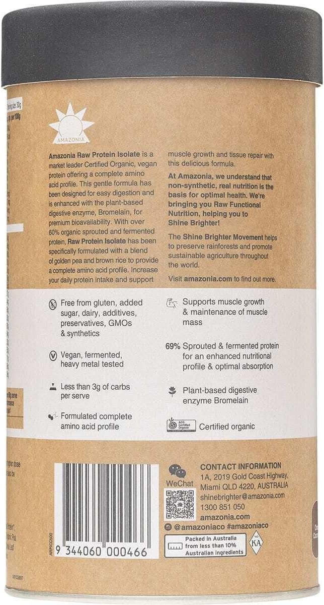 Amazonia RAW Certified Organic Vegan Protein Isolate with Added Digestive Enzymes …