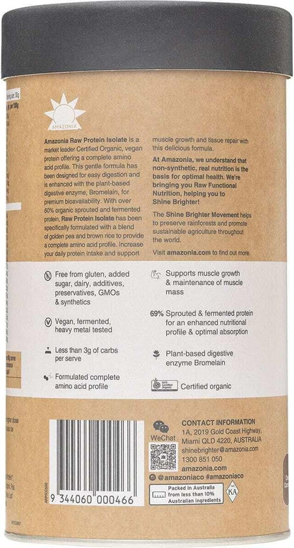 Amazonia RAW Certified Organic Vegan Protein Isolate with Added Digestive Enzymes …