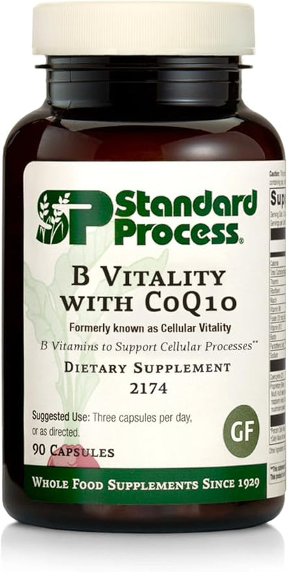 Standard Process B Vitality with CoQ10 - Supports Cellular Processes with Thiamine, Biotin, CoQ10, Vitamin B12, Riboflavin, Niacin, Vitamin B6, Folic Acid, Pantothenic Acid, Ginseng - 90 Capsules