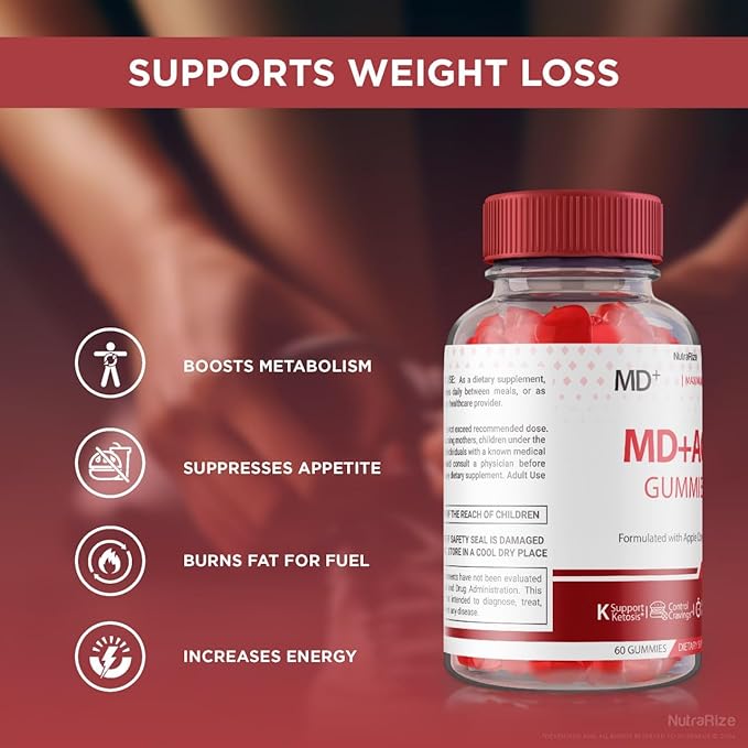 MD + ACV Gummies - MD+ ACV Gummies, MD and ACV Gummies for Advanced Weight Loss, Maximum Strength Supplement, MD+ Apple Cider Vinegar Gummies, MD Plus ACV Reviews (60 Gummies)