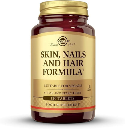 Solgar Skin, Nails & Hair, Advanced MSM Formula, 120 Tablets - Supports Collagen for Hair, Nail and Skin Health - Provides Zinc, Vitamin C & Copper - Non GMO, Vegan, Gluten & Dairy Free - 60 Servings