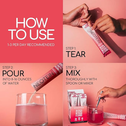 Electrolyte Powder Packets with 10g Protein & Collagen | Hydration Packets - Zero Sugar, NO Fillers, NO Carbs | Cherry Passionfruit | 45 Calories | Keto & Paleo | Pack of 15