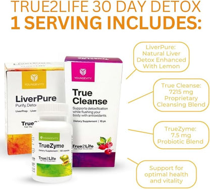 Youngevity 30 Day Detox - Liver, Gut, Digestion Ultimate Detox - 30+ fruits, herbs, and proprietary cofactors - Complete Natural Cleanse - Easy, fast detoxification - Detox + Replenish (30 Day Supply)