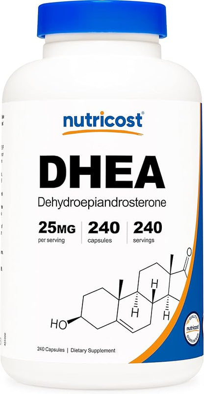 Nutricost DHEA 25mg, 240 Capsules - Gluten Free, Soy Free, Non-GMO, Supplement