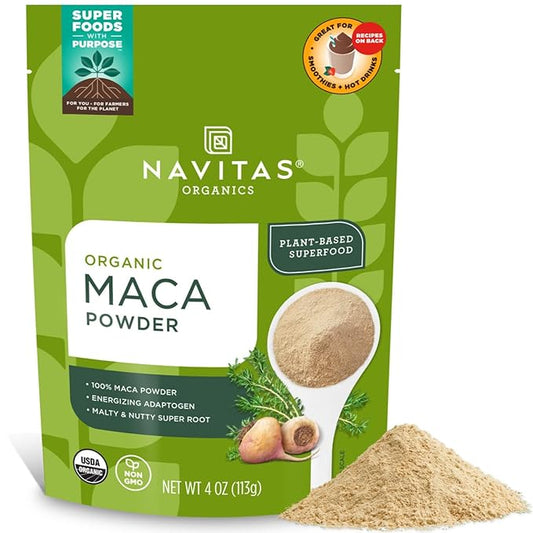 Navitas Organics Maca Powder, 4 oz. Bag, 23 Servings — Organic, Non-GMO, Low Temp-Dried, Gluten-Free