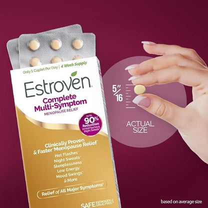 Estroven Complete Multi-Symptom Menopause Supplement for Women, Clinically Proven Ingredient Provide Menopause Relief & Night Sweats & Hot Flash Relief, Drug-Free & Non-GMO, 2 Month Supply (Pack of 2)
