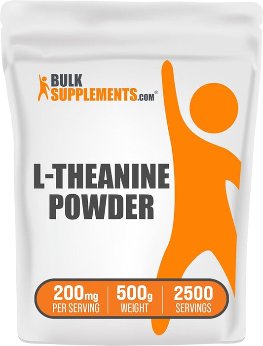 BulkSupplements.com L-Theanine Powder - L-Theanine Supplement, L-Theanine 200mg - Amino Amino Supplement, Pure & Gluten Free, 200mg per Serving, 500g (1.1 lbs) (Pack of 1)