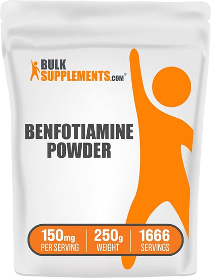 BulkSupplements.com Benfotiamine Powder - Thiamine B1 Supplement, Benfotiamine Supplement - Benfotiamine 150mg, Gluten Free - 150mg per Serving, 250g (8.8 oz) (Pack of 1)