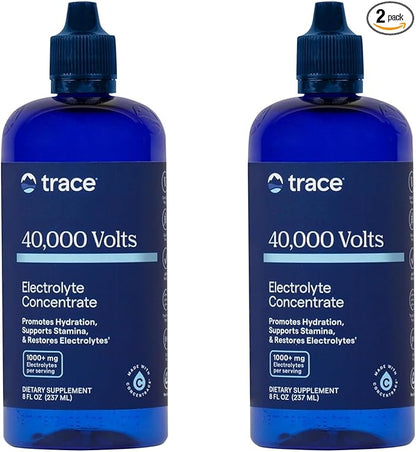 Trace Minerals 40,000 Volts - Concentrate Supplement Drops for Electrolyte Support - Support Muscle Health & Vitality - Workout Drink to Aid Hydration - 8 fl oz (Pack of 2) (96 Servings)