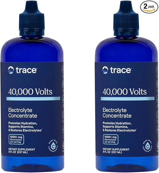 Trace Minerals 40,000 Volts - Concentrate Supplement Drops for Electrolyte Support - Support Muscle Health & Vitality - Workout Drink to Aid Hydration - 8 fl oz (Pack of 2) (96 Servings)