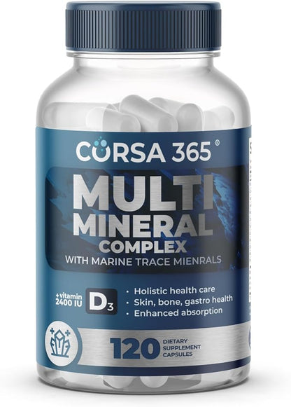 Multimineral Supplement Magnesium Complex with Trace Minerals for Immune Support - Potassium Magnesium Supplement Calcium Vitamin D Zinc Cooper Boron Supplement for Men Women - 120 Capsules