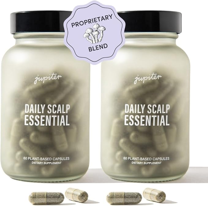 Jupiter Daily Scalp Essential - Hair Loss Supplement for Women & Men - Hair Vitamins for Flaky, Itchy, Oily, Dry Scalp - All-Natural, Plant-Based Ingredients for Thicker, Fuller Hair | 120 Capsules