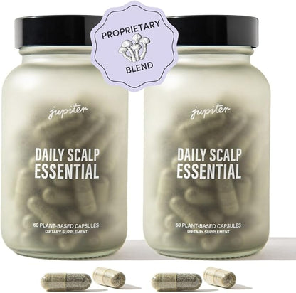 Jupiter Daily Scalp Essential - Hair Loss Supplement for Women & Men - Hair Vitamins for Flaky, Itchy, Oily, Dry Scalp - All-Natural, Plant-Based Ingredients for Thicker, Fuller Hair | 120 Capsules